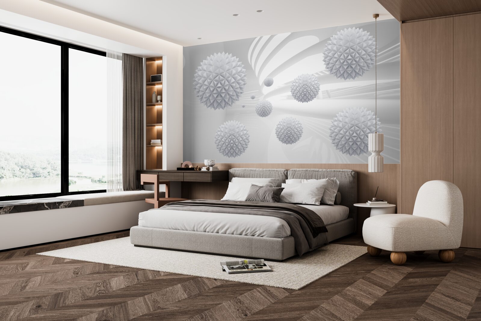 Фотошпалери шипасті кульки, що плавають у стані невагомості