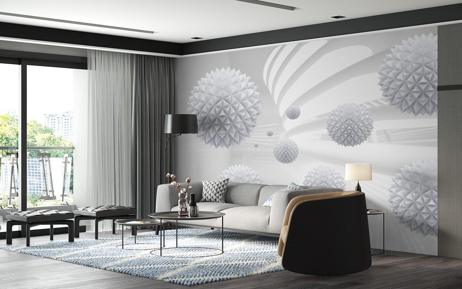 Фотошпалери шипасті кульки, що плавають у стані невагомості