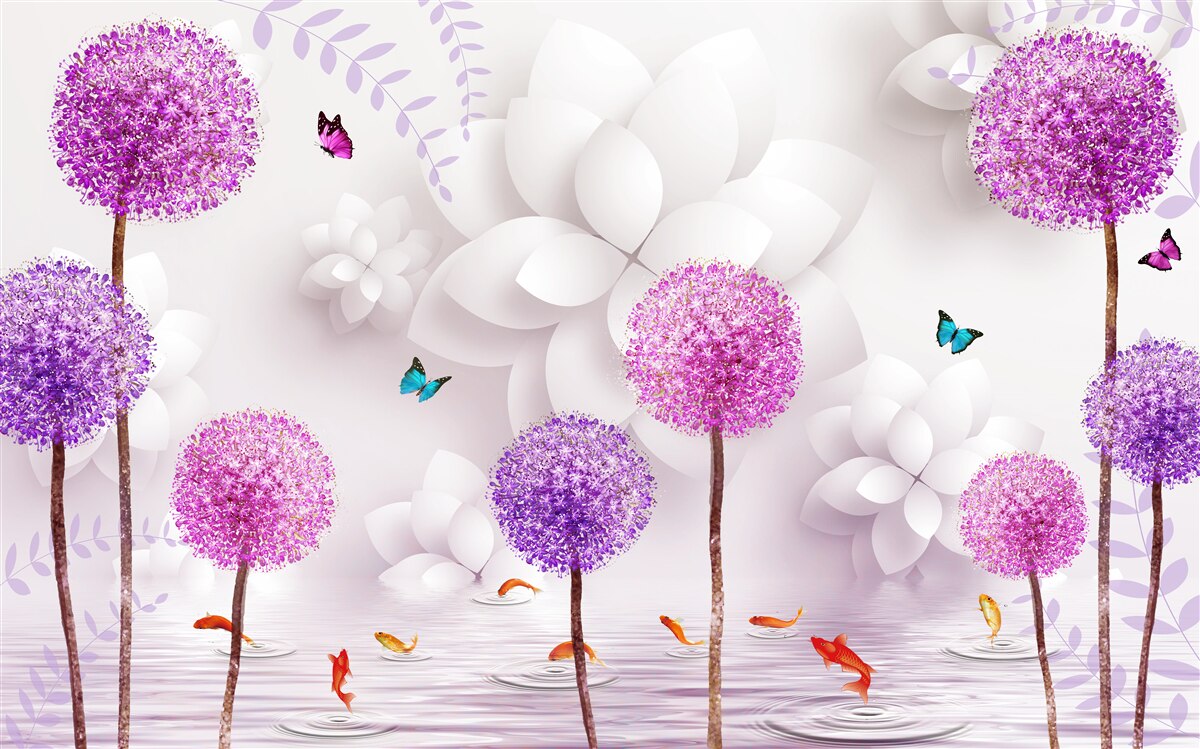 Фотошпалери фіолетові косулі, що плавають на поверхні води