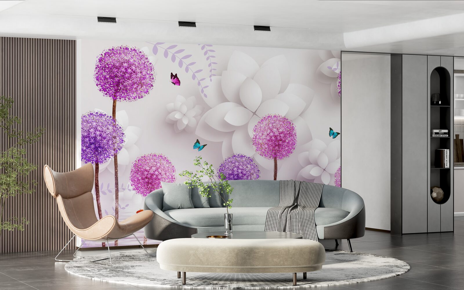 Фотошпалери фіолетові косулі, що плавають на поверхні води