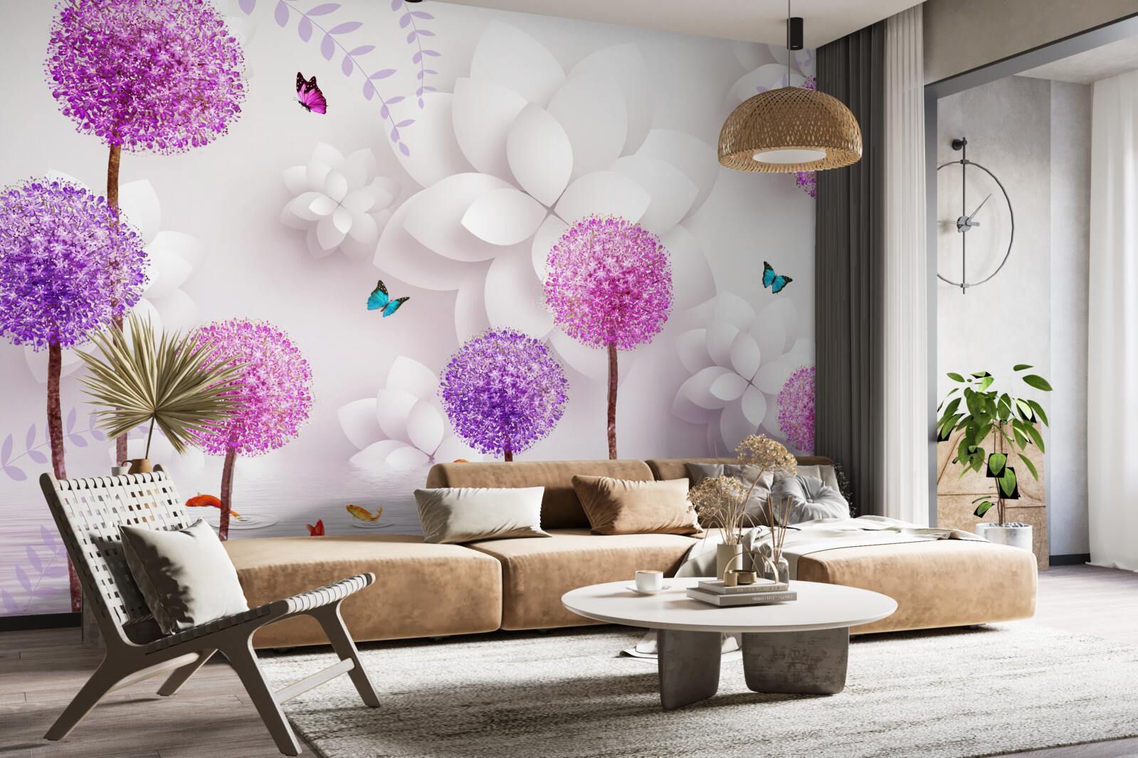 Фотошпалери фіолетові косулі, що плавають на поверхні води