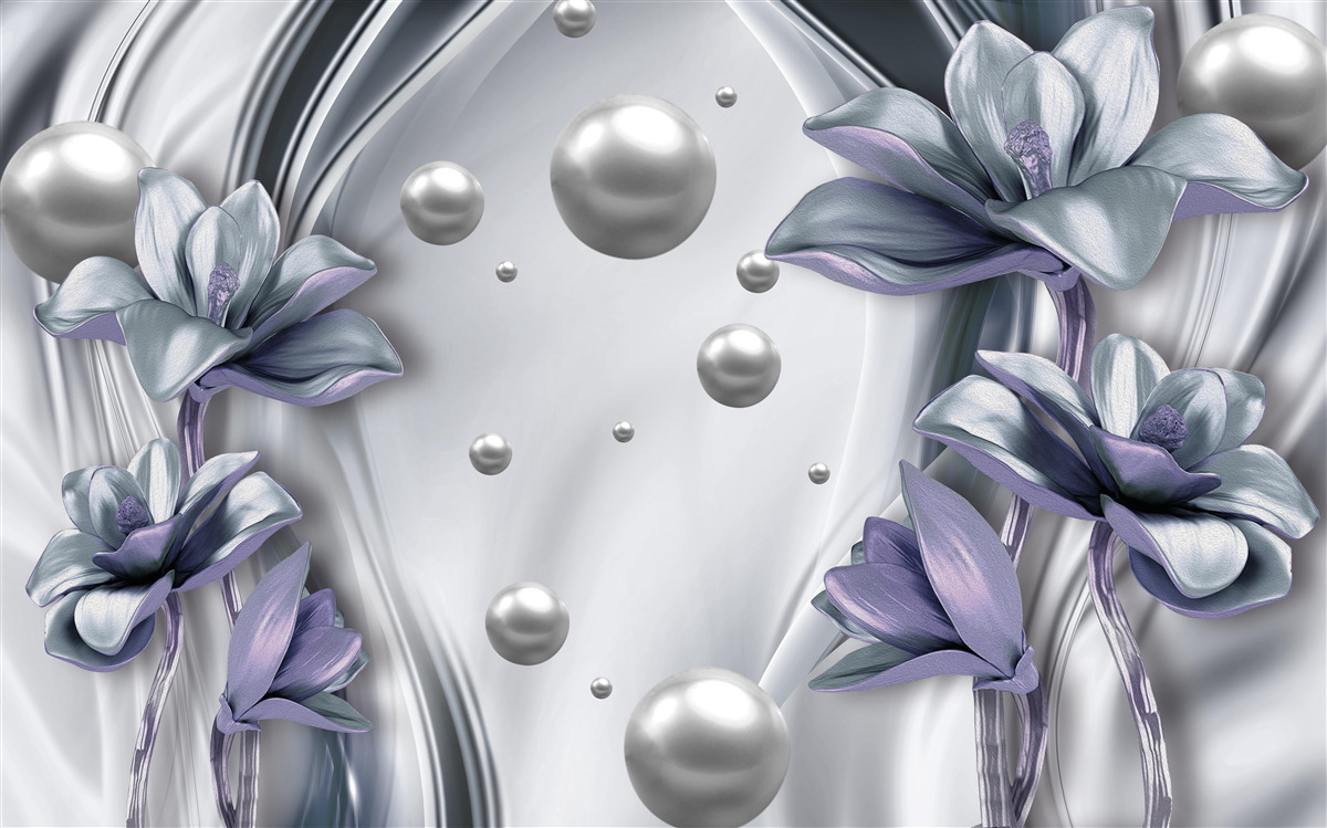 Фотошпалери відображення перлин і квітів у воді