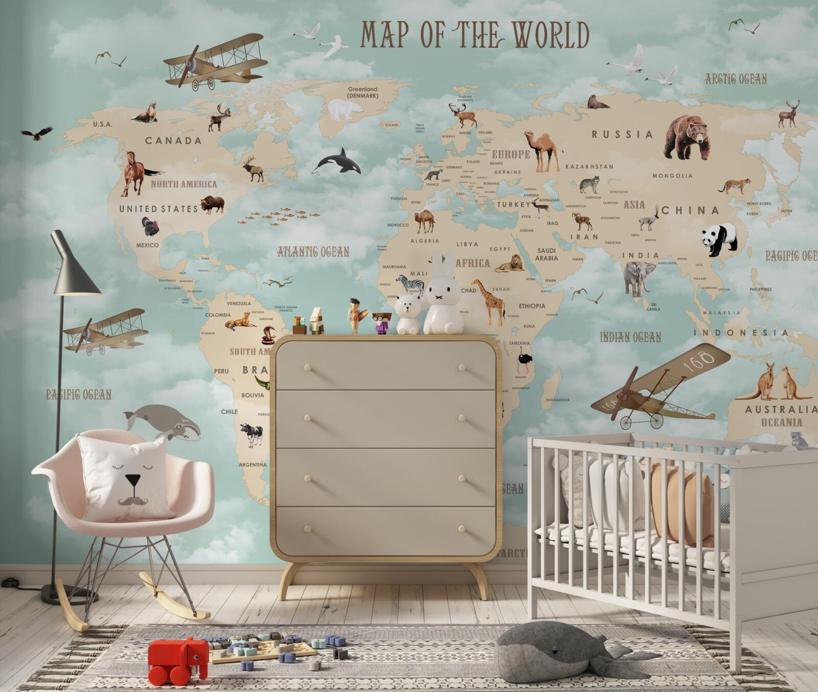 Фотошпалери фауна в географічному атласі