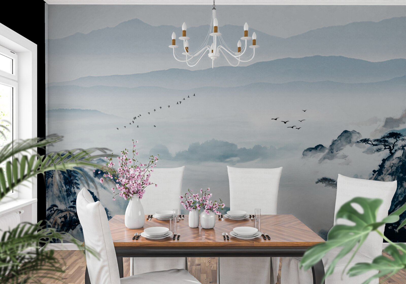 Фотошпалери гірські вершини, оповиті туманом