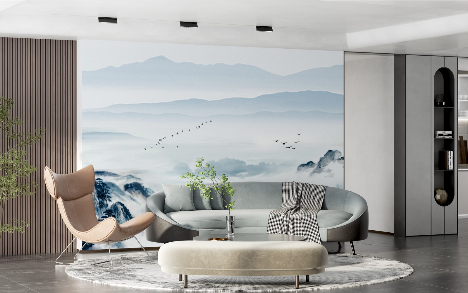 Фотошпалери гірські вершини, оповиті туманом