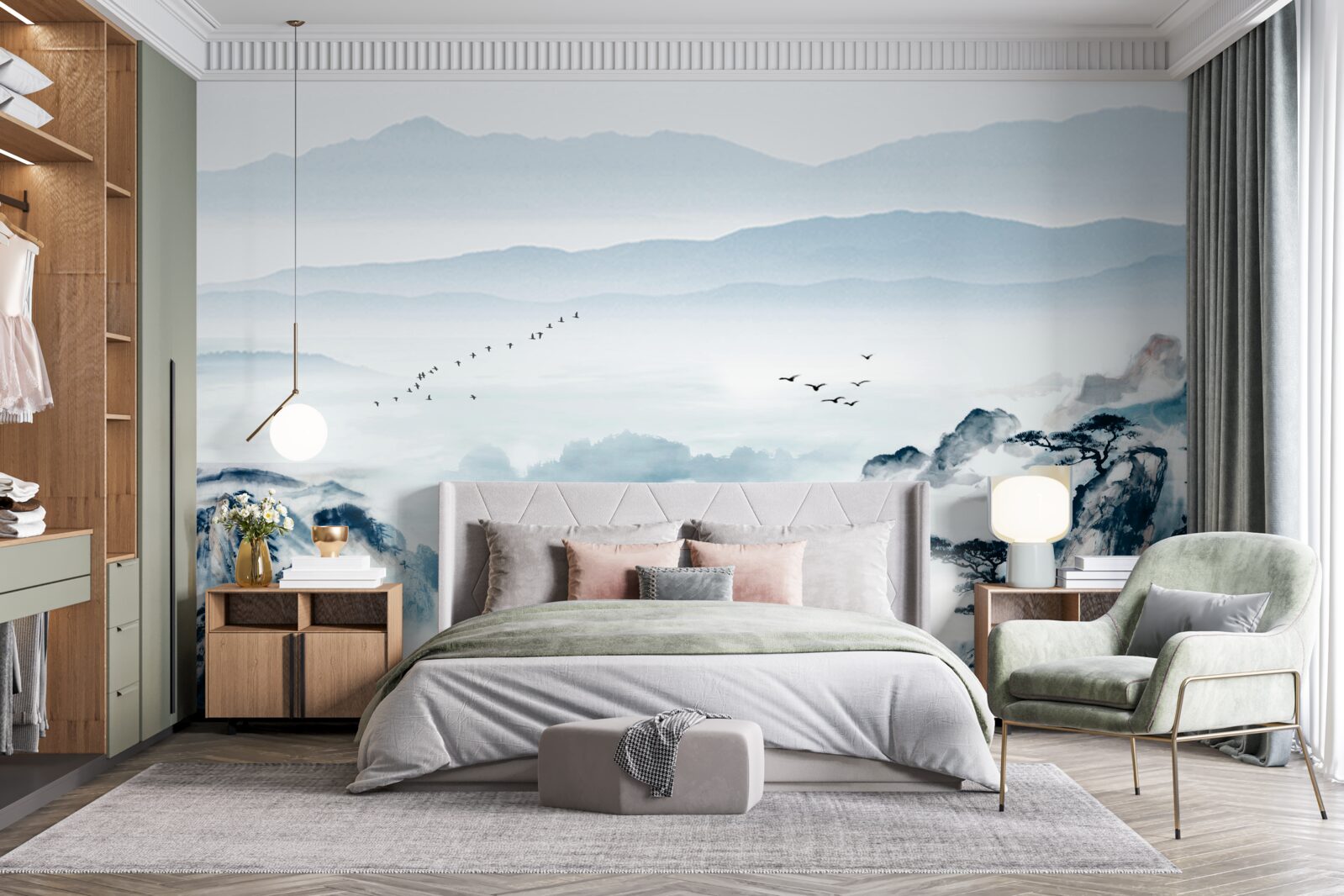 Фотошпалери гірські вершини, оповиті туманом