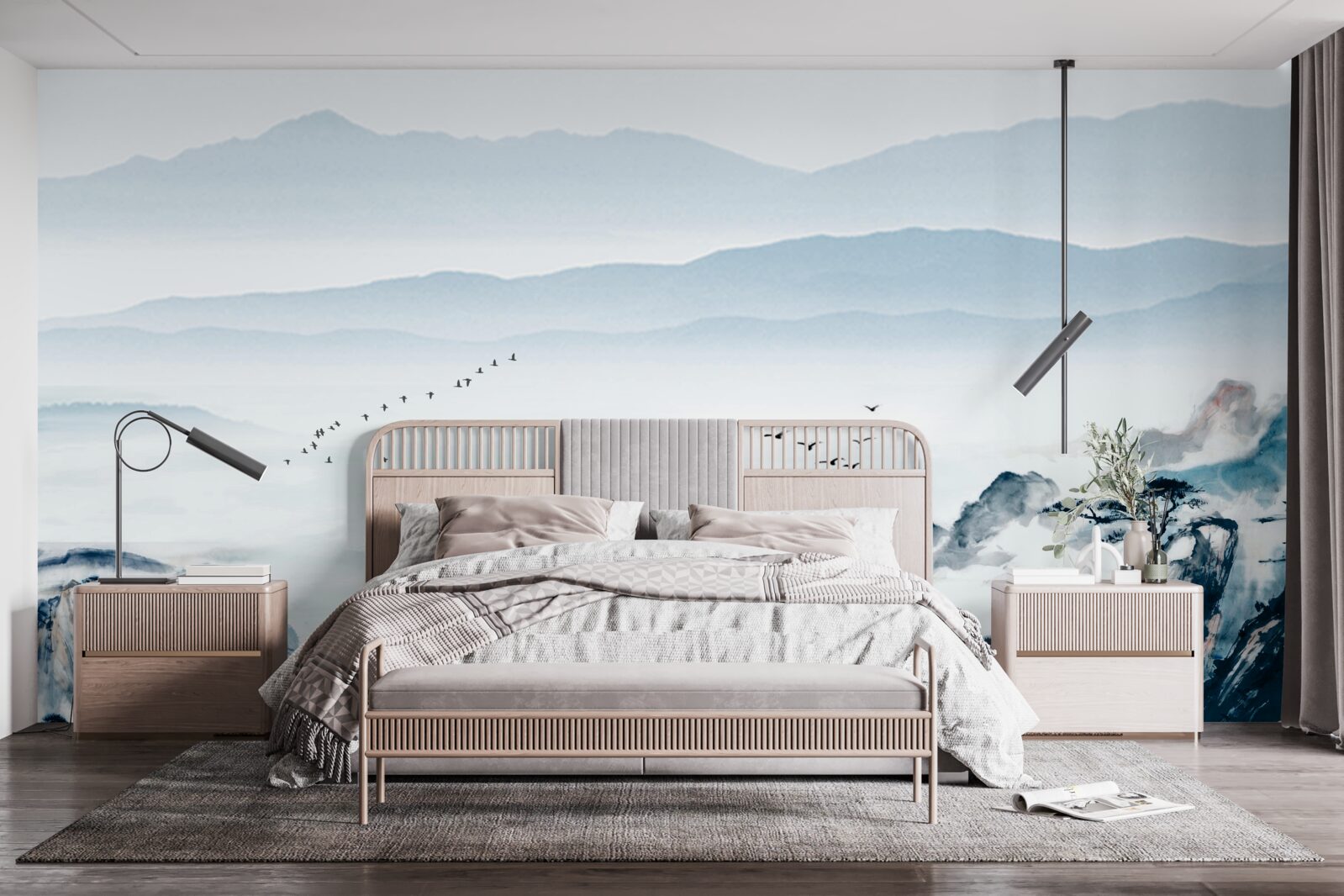 Фотошпалери гірські вершини, оповиті туманом