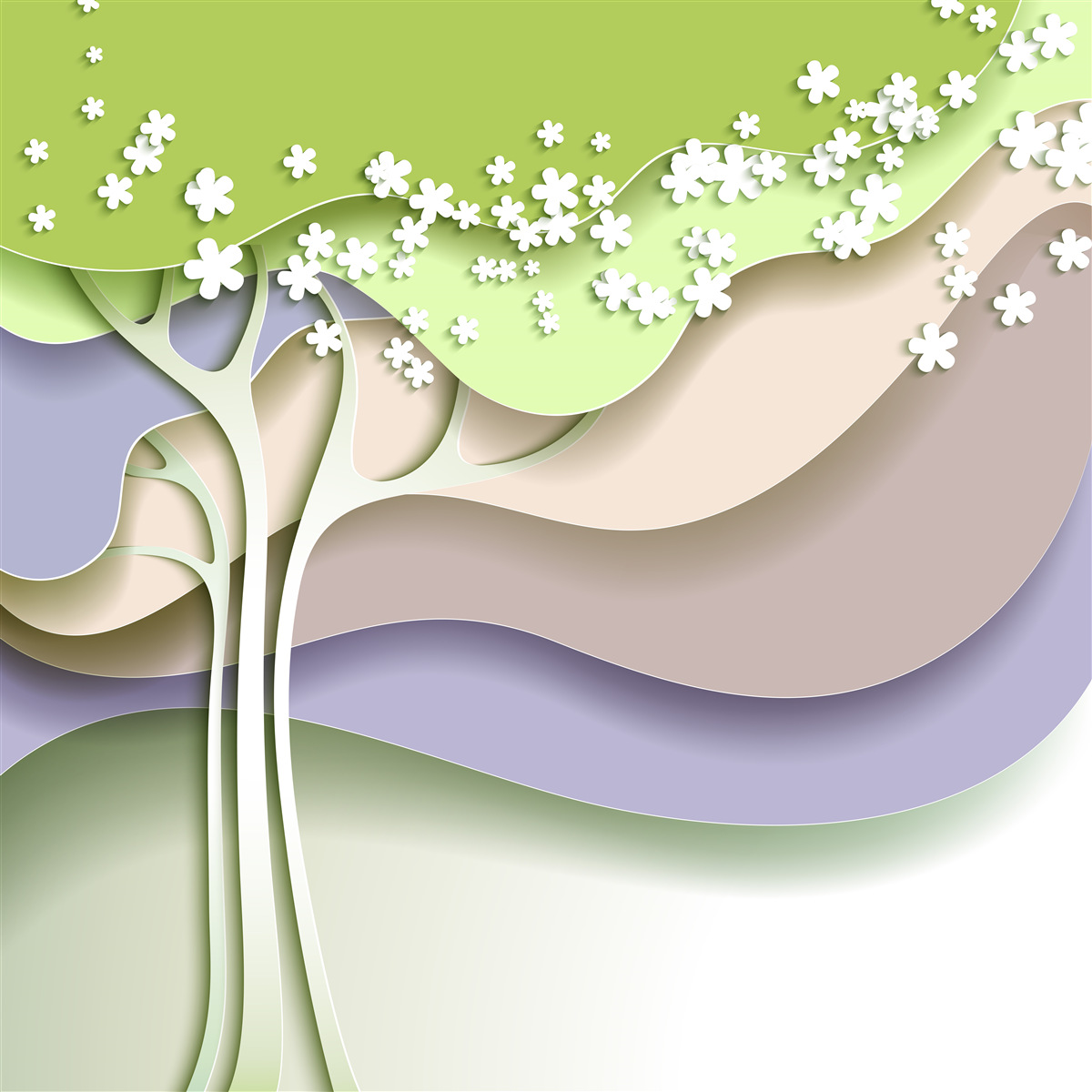 Фотошпалери абстракція квітучого дерева з листям