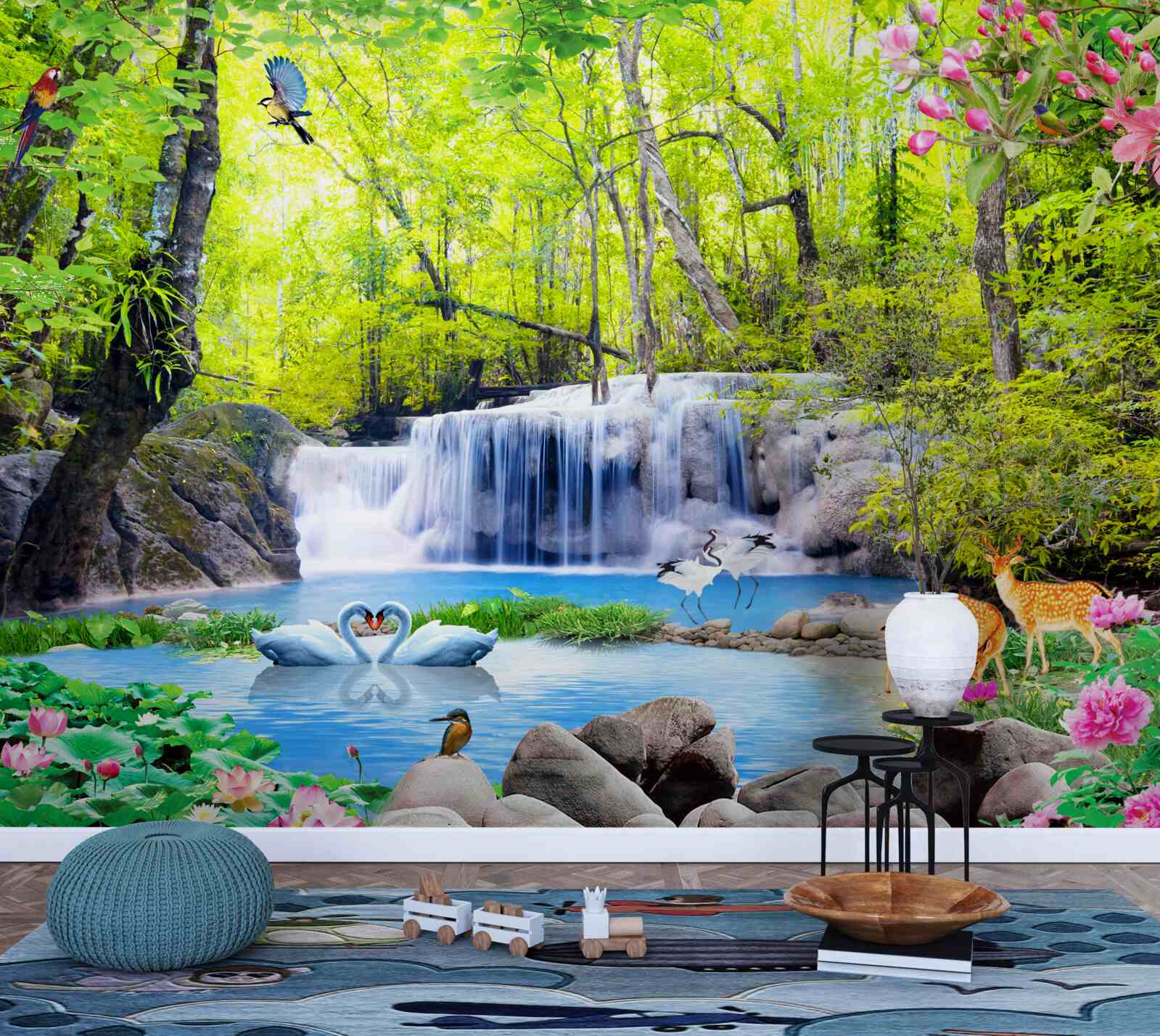 Фотошпалери літній водоспад має в собі магію природи