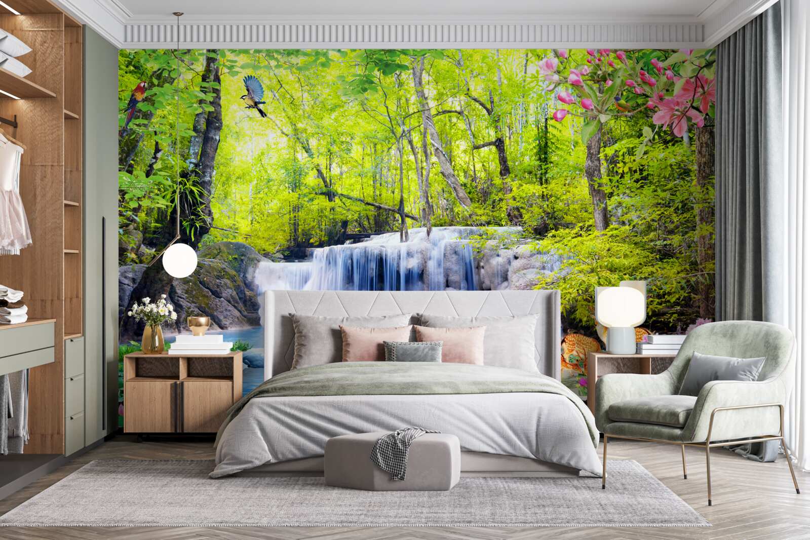 Фотошпалери літній водоспад має в собі магію природи