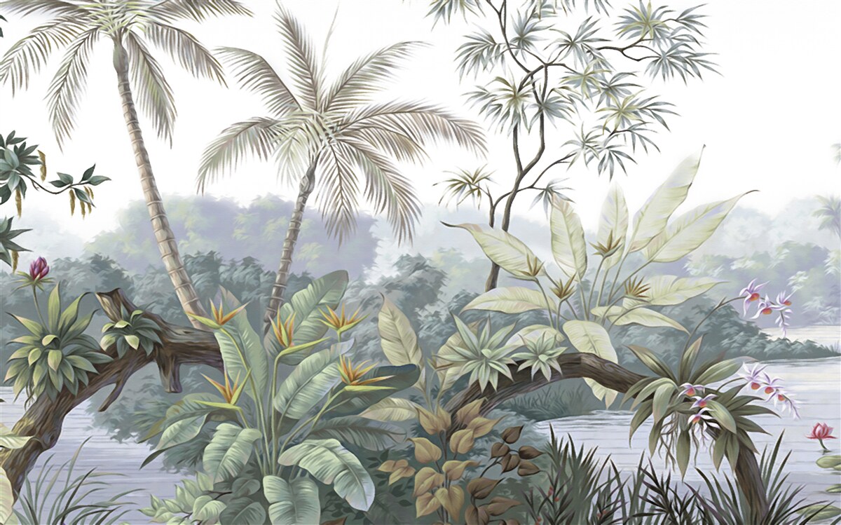 Фотошпалери рослини в джунглях після дощу