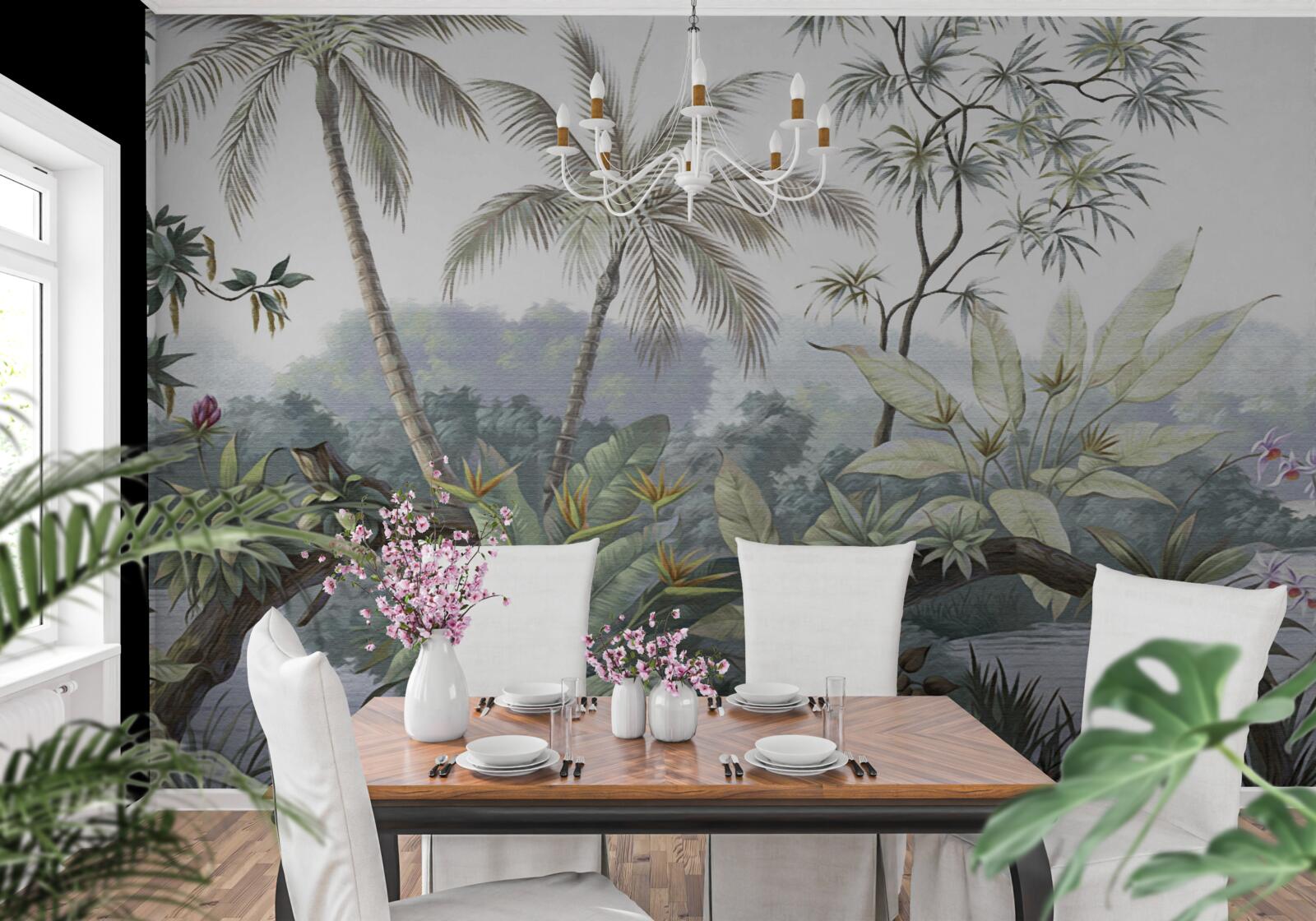 Фотошпалери рослини в джунглях після дощу