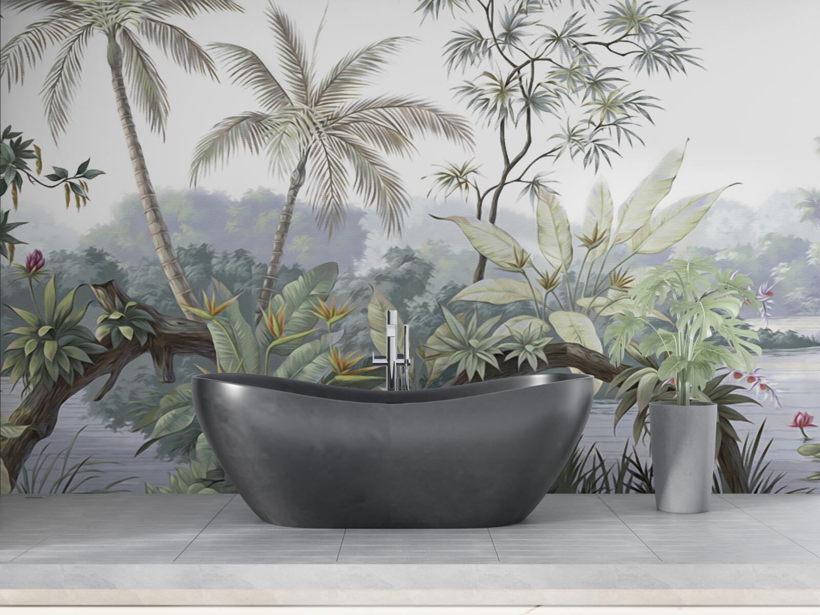 Фотошпалери рослини в джунглях після дощу