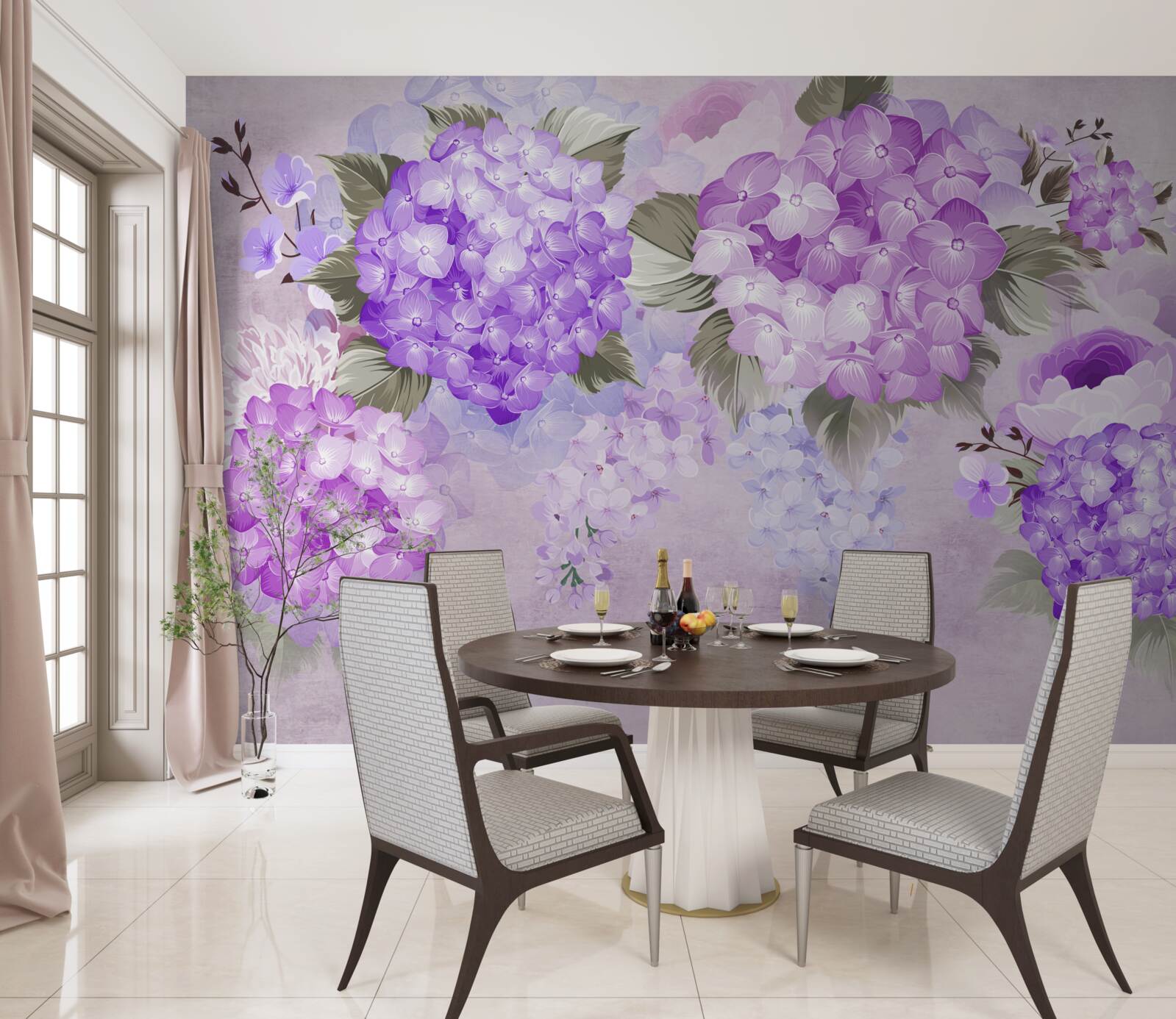 Фотошпалери поєднання кольорів у відтінках фіолетового