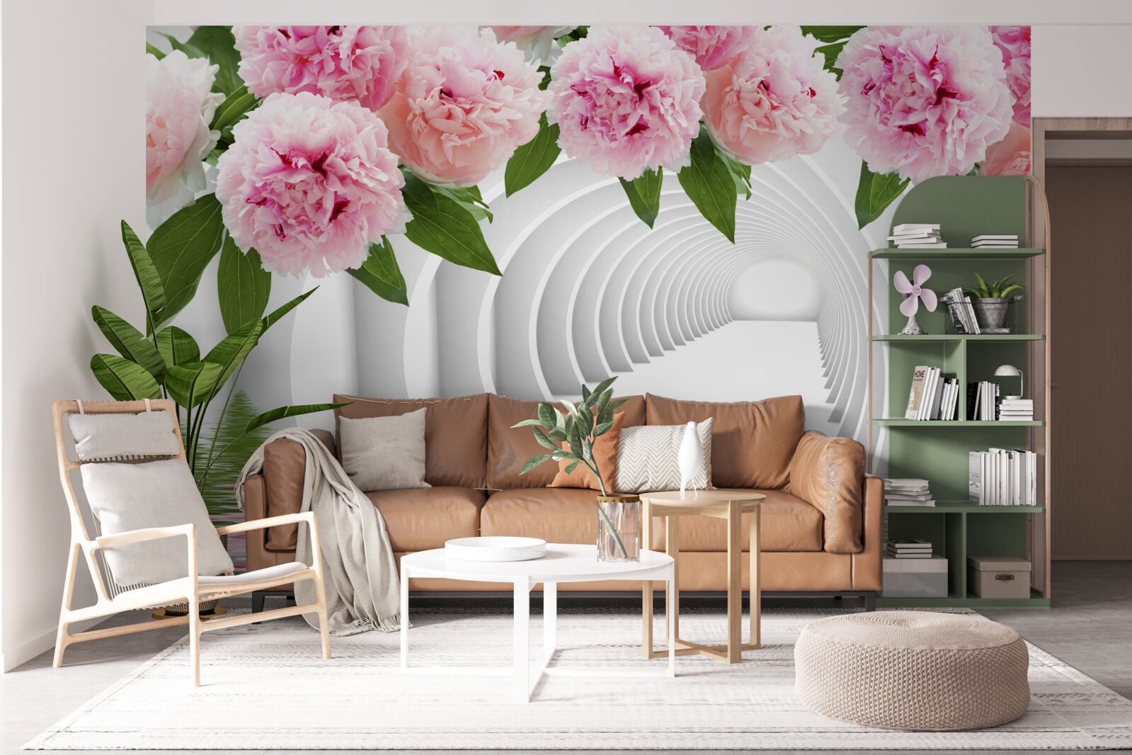 Фотошпалери рожеві півонії над поверхнею води