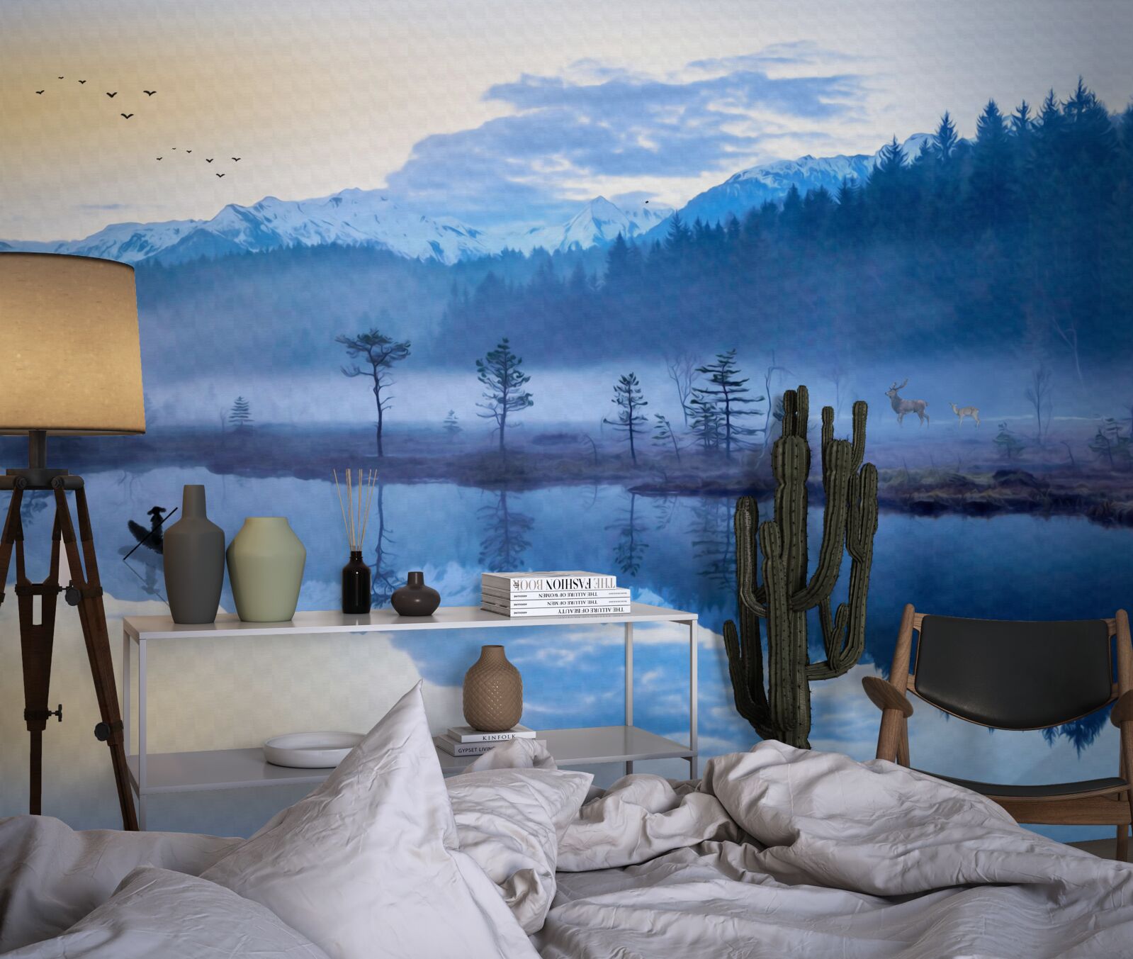 Фотошпалери зображення ялинового лісу у дзеркалі води