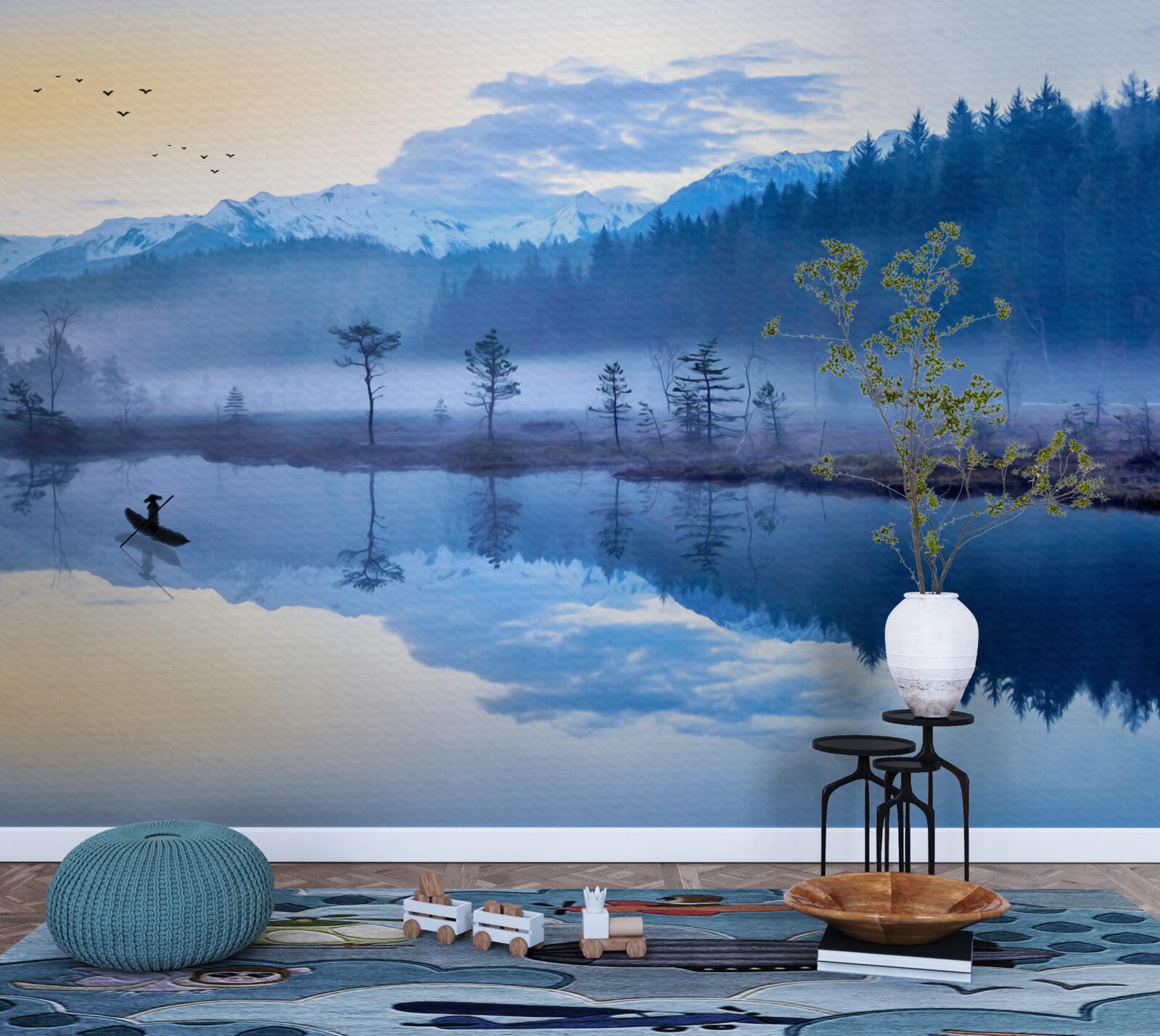 Фотошпалери зображення ялинового лісу у дзеркалі води