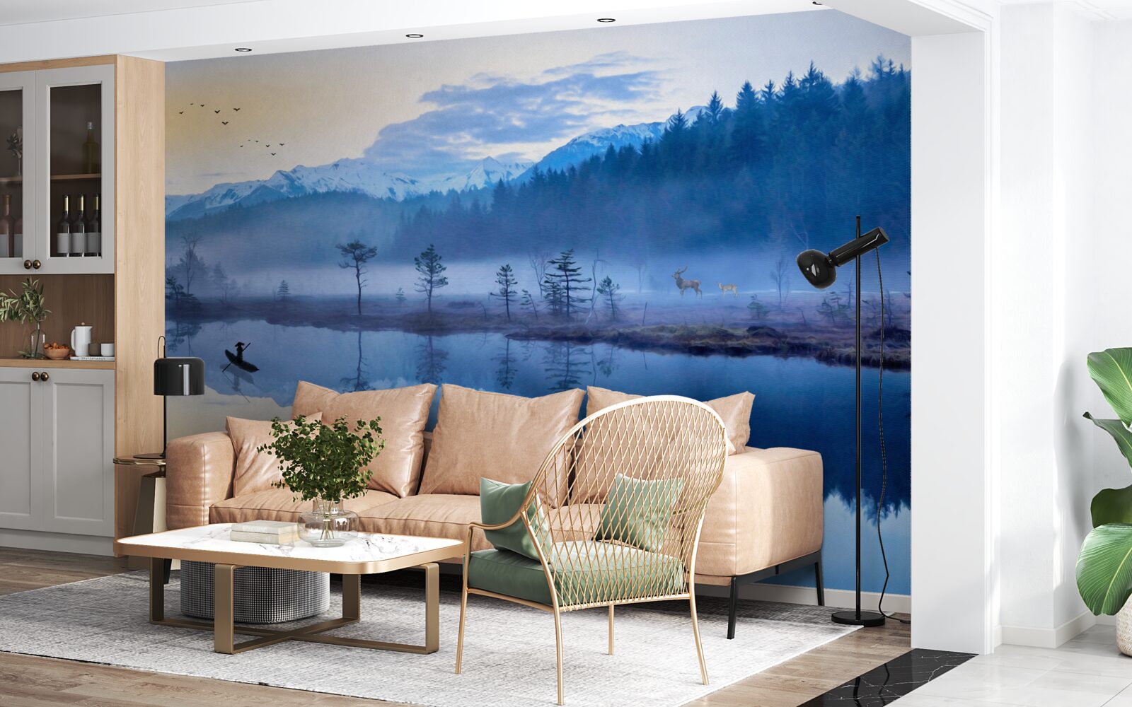 Фотошпалери зображення ялинового лісу у дзеркалі води