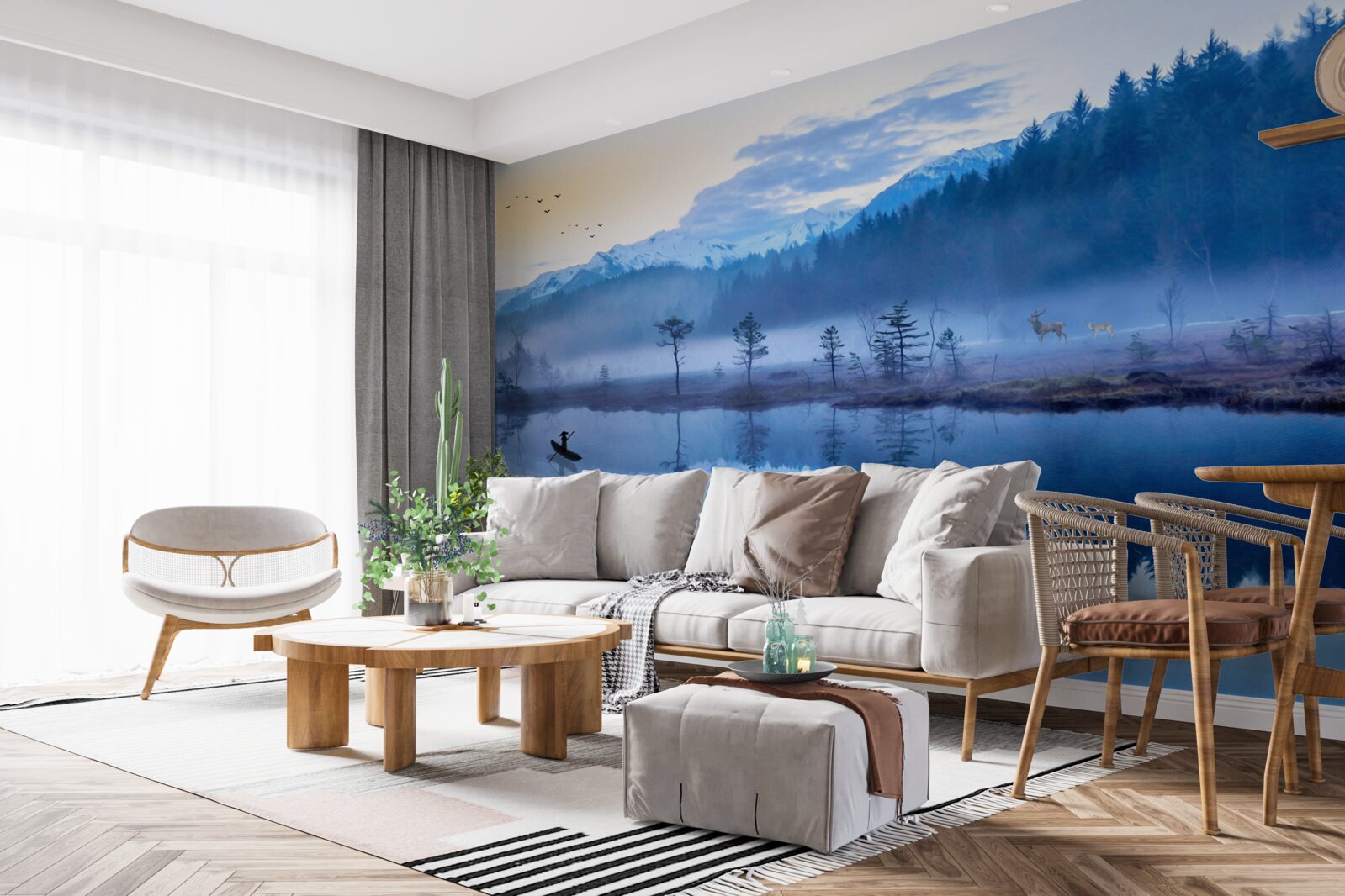 Фотошпалери зображення ялинового лісу у дзеркалі води