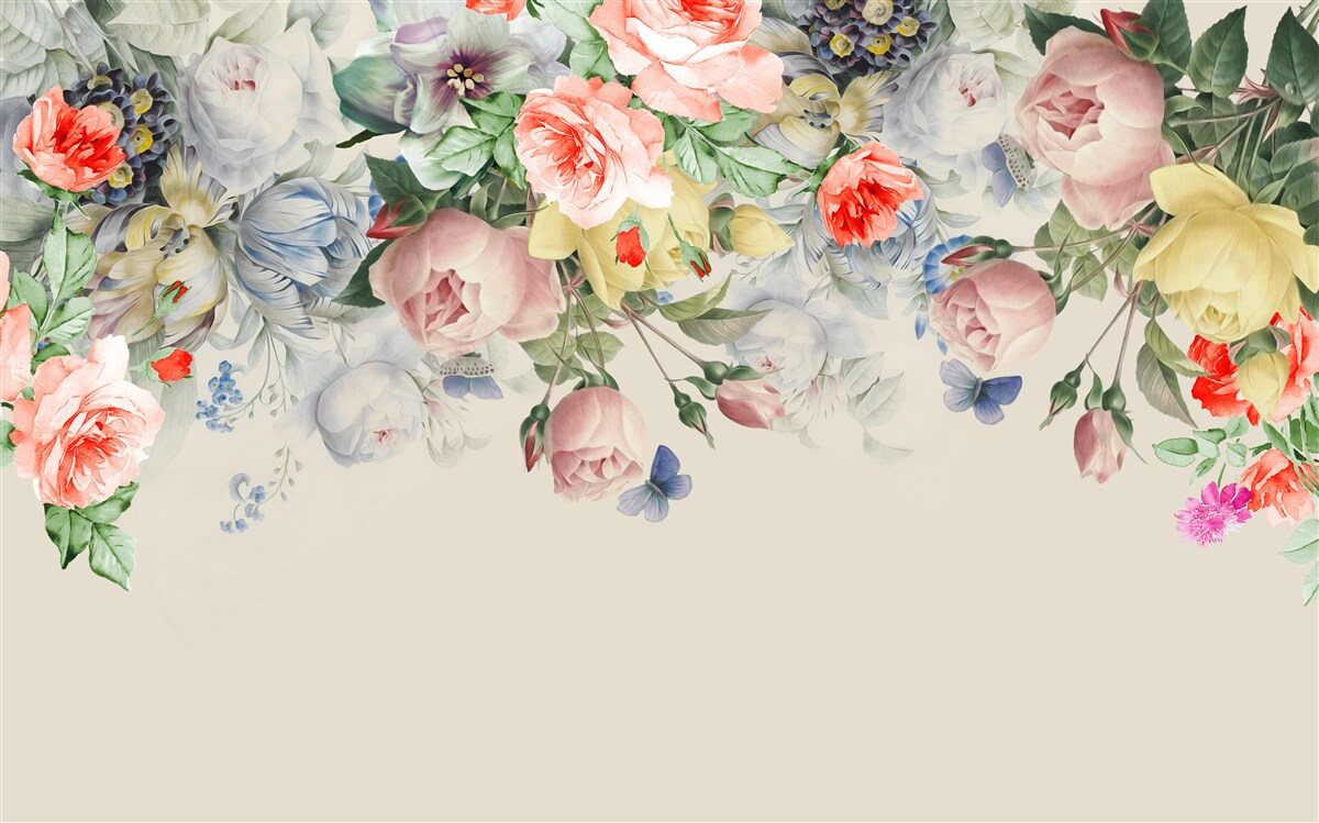 Фотошпалери сліпуче розмаїття флористичного паперу