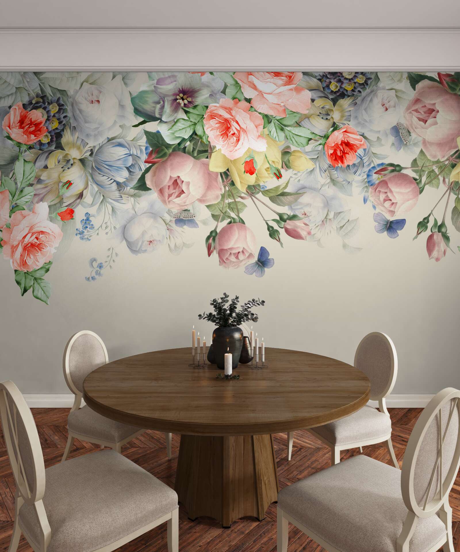 Фотошпалери сліпуче розмаїття флористичного паперу