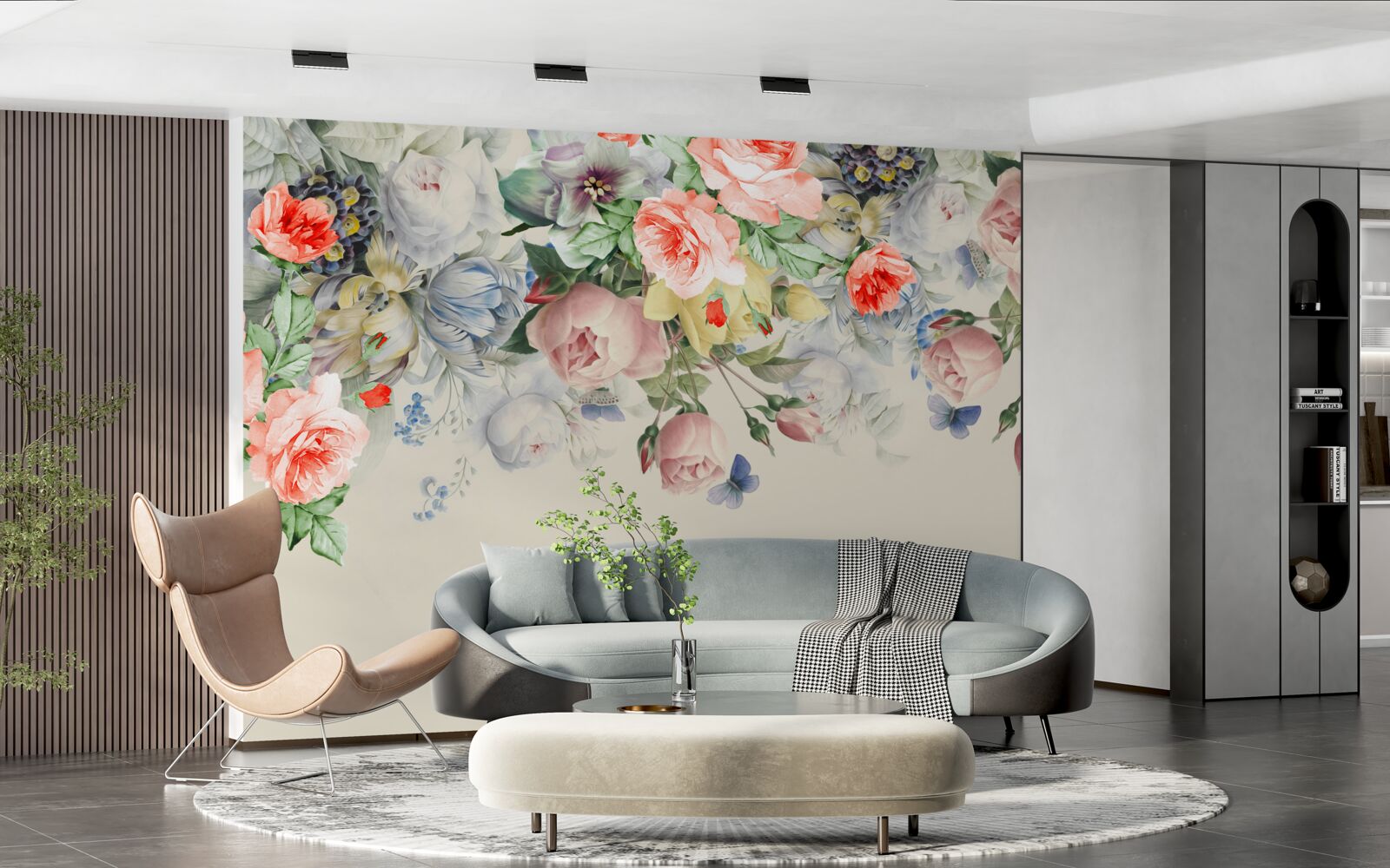 Фотошпалери сліпуче розмаїття флористичного паперу