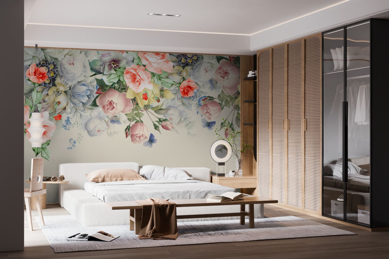 Фотошпалери сліпуче розмаїття флористичного паперу