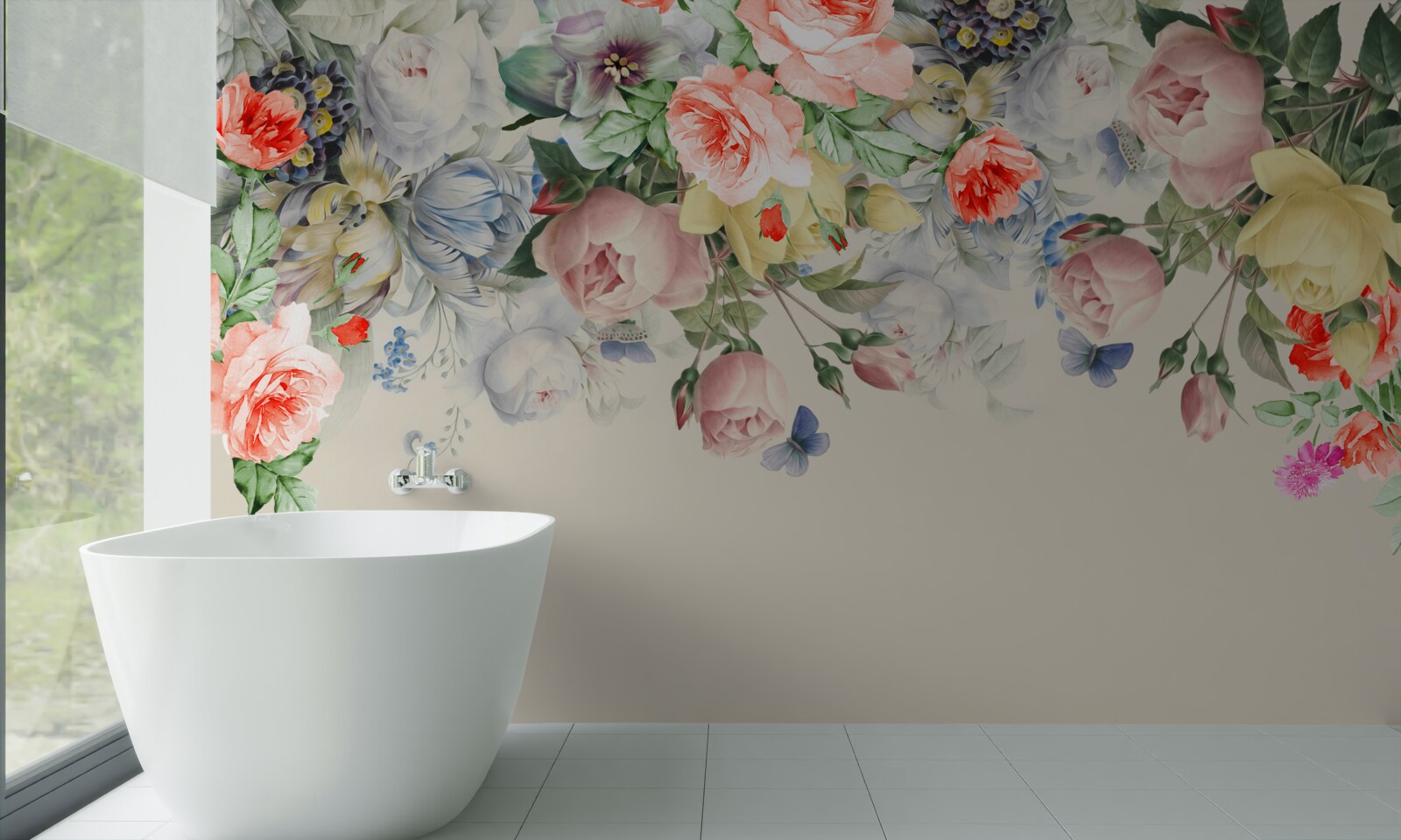 Фотошпалери сліпуче розмаїття флористичного паперу