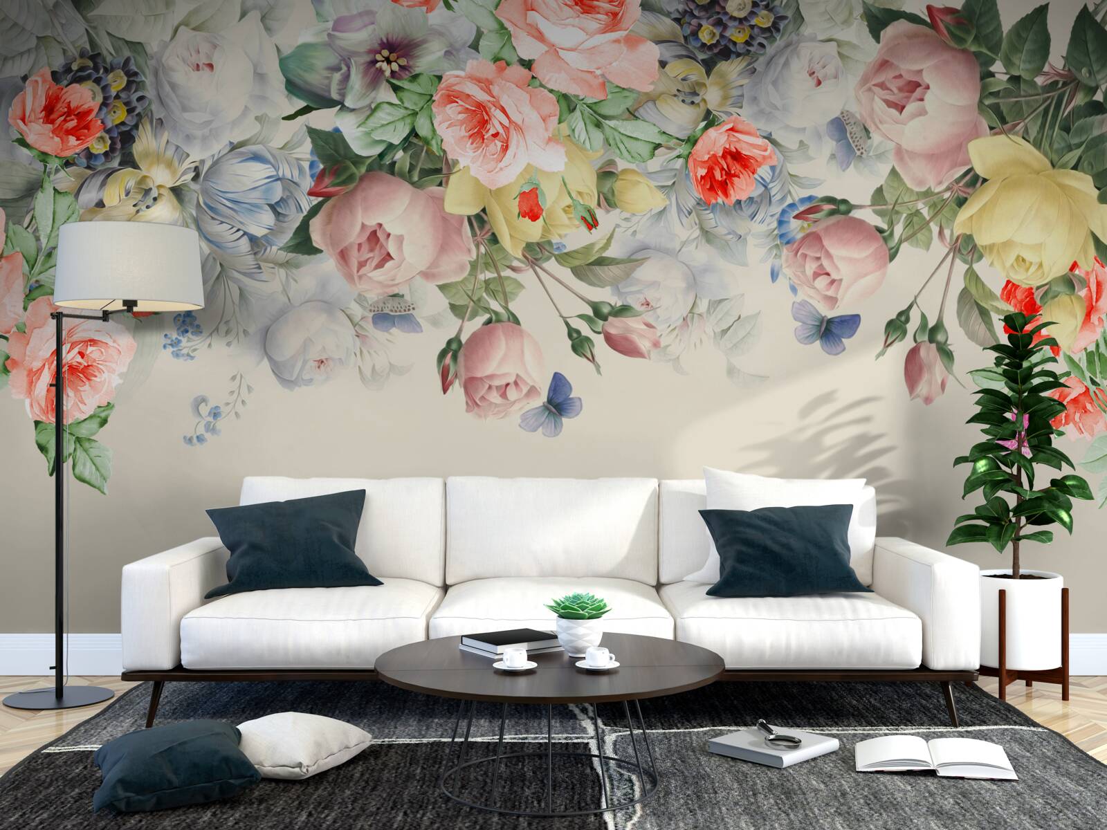 Фотошпалери сліпуче розмаїття флористичного паперу