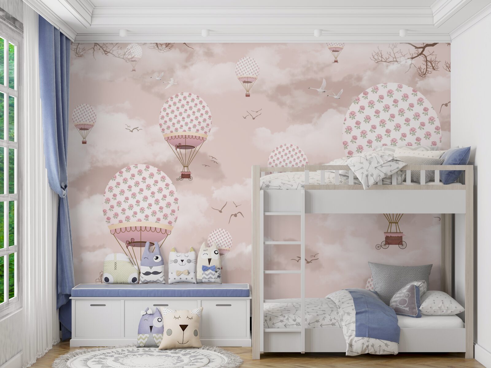 Фотошпалери рожеве небо прикрашають повітряні кульки