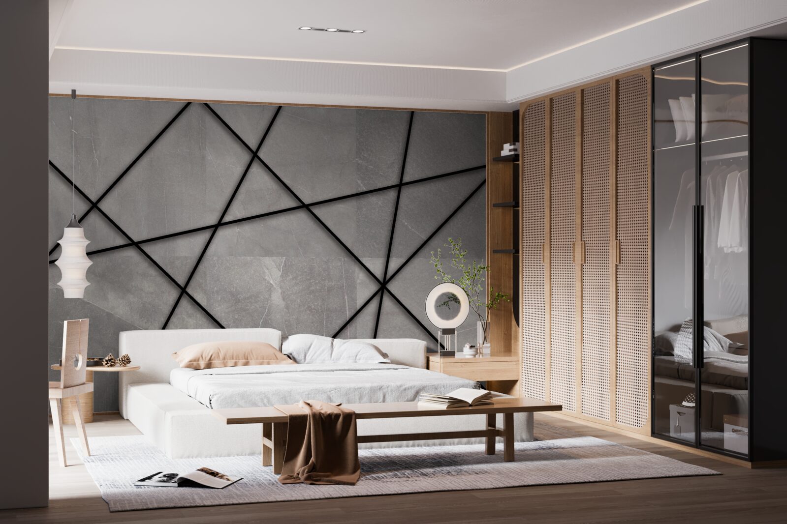 Фотошпалери чорні контури на сірому тлі