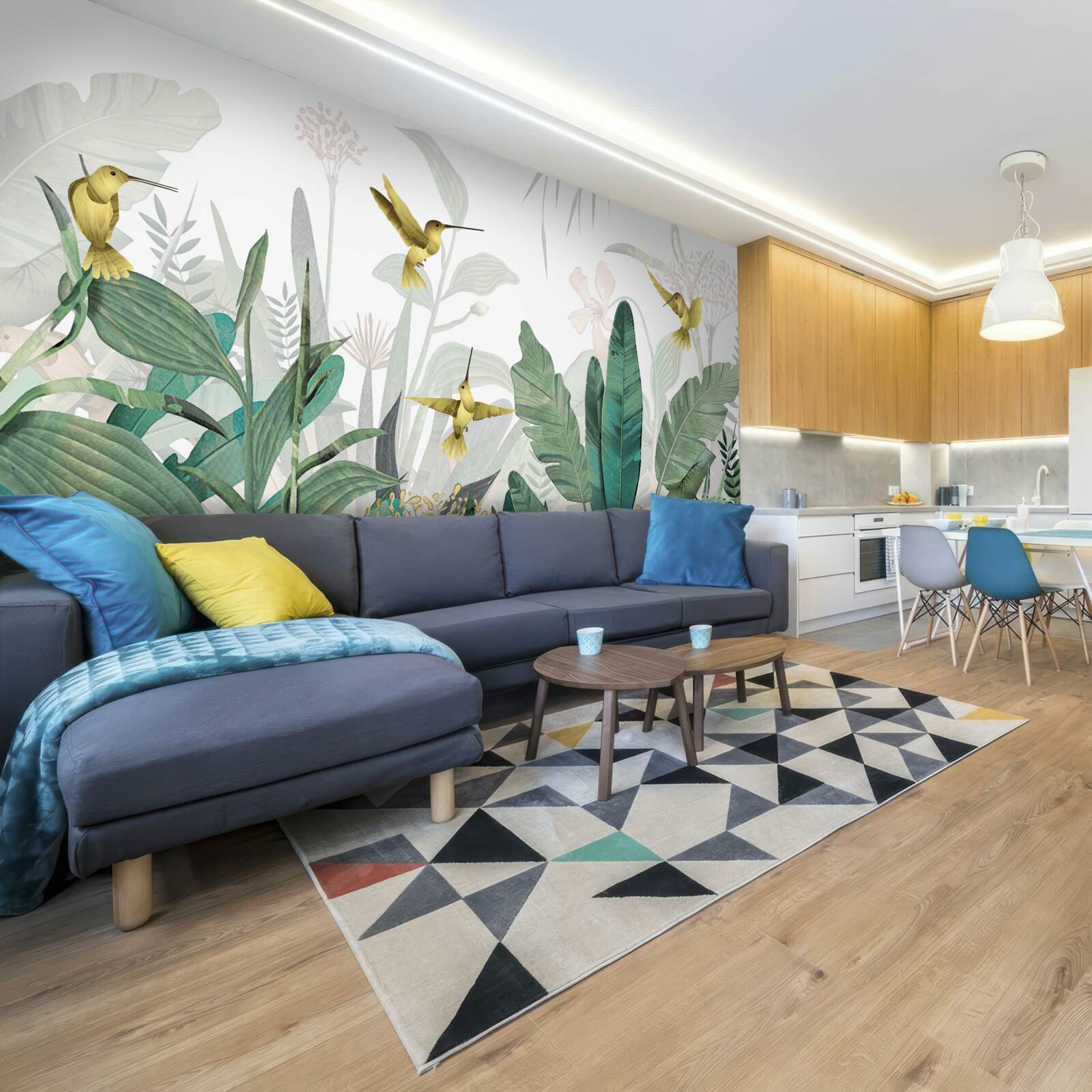 Фотошпалери група колібрі в тропіках