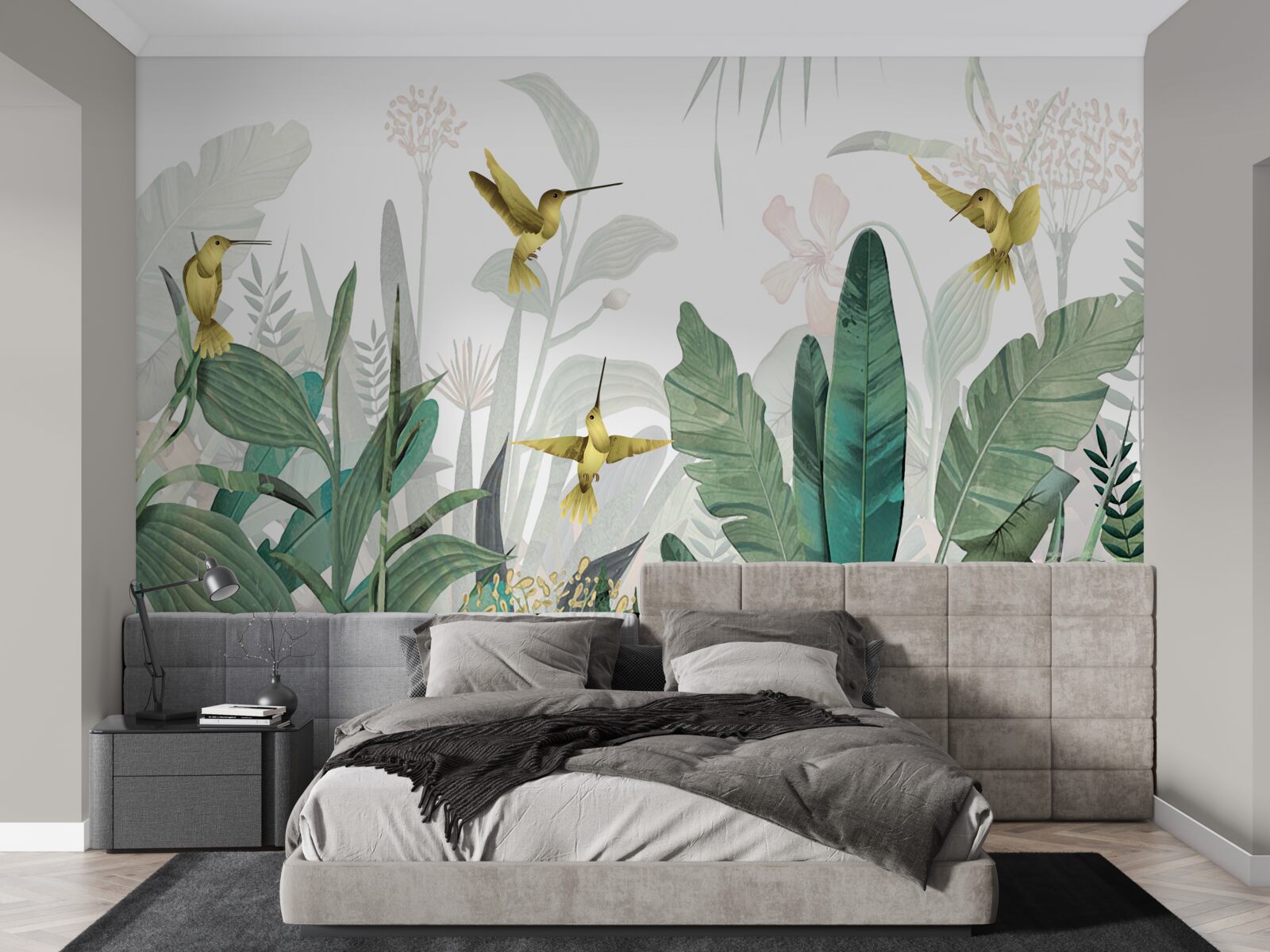 Фотошпалери група колібрі в тропіках