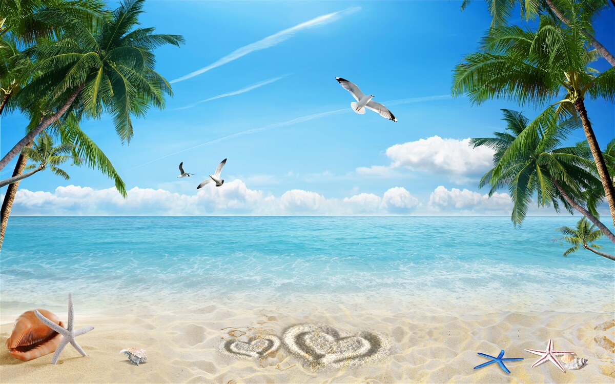 Фотошпалери океан і піщаний пляж