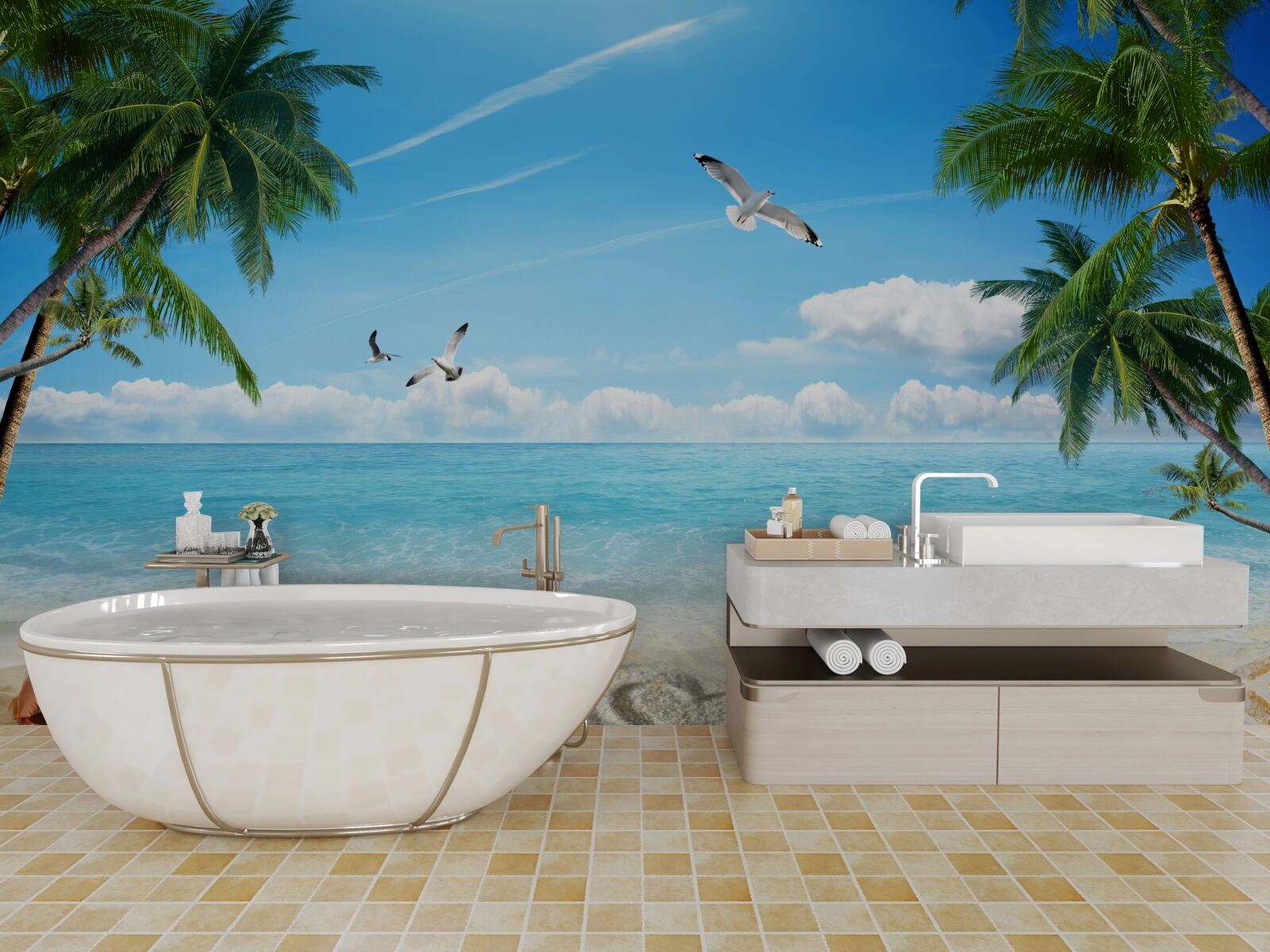 Фотошпалери океан і піщаний пляж