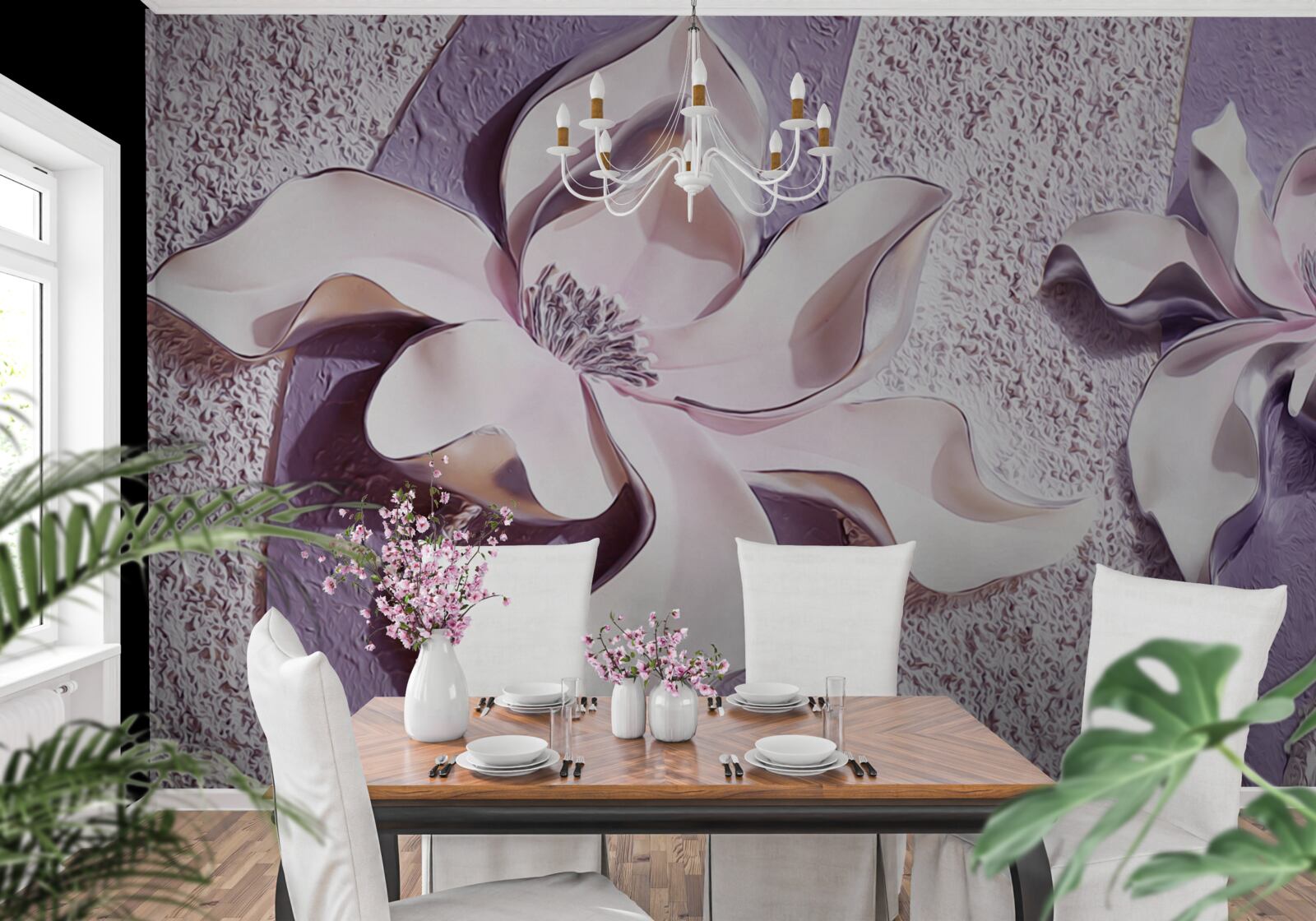 Фотошпалери порцелянова біла лілія, прикрашена камінням