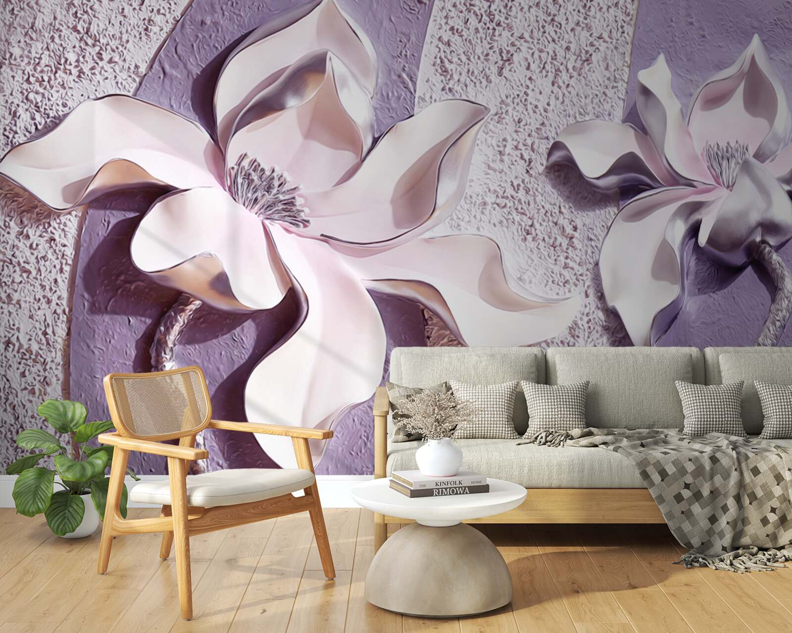 Фотошпалери порцелянова біла лілія, прикрашена камінням