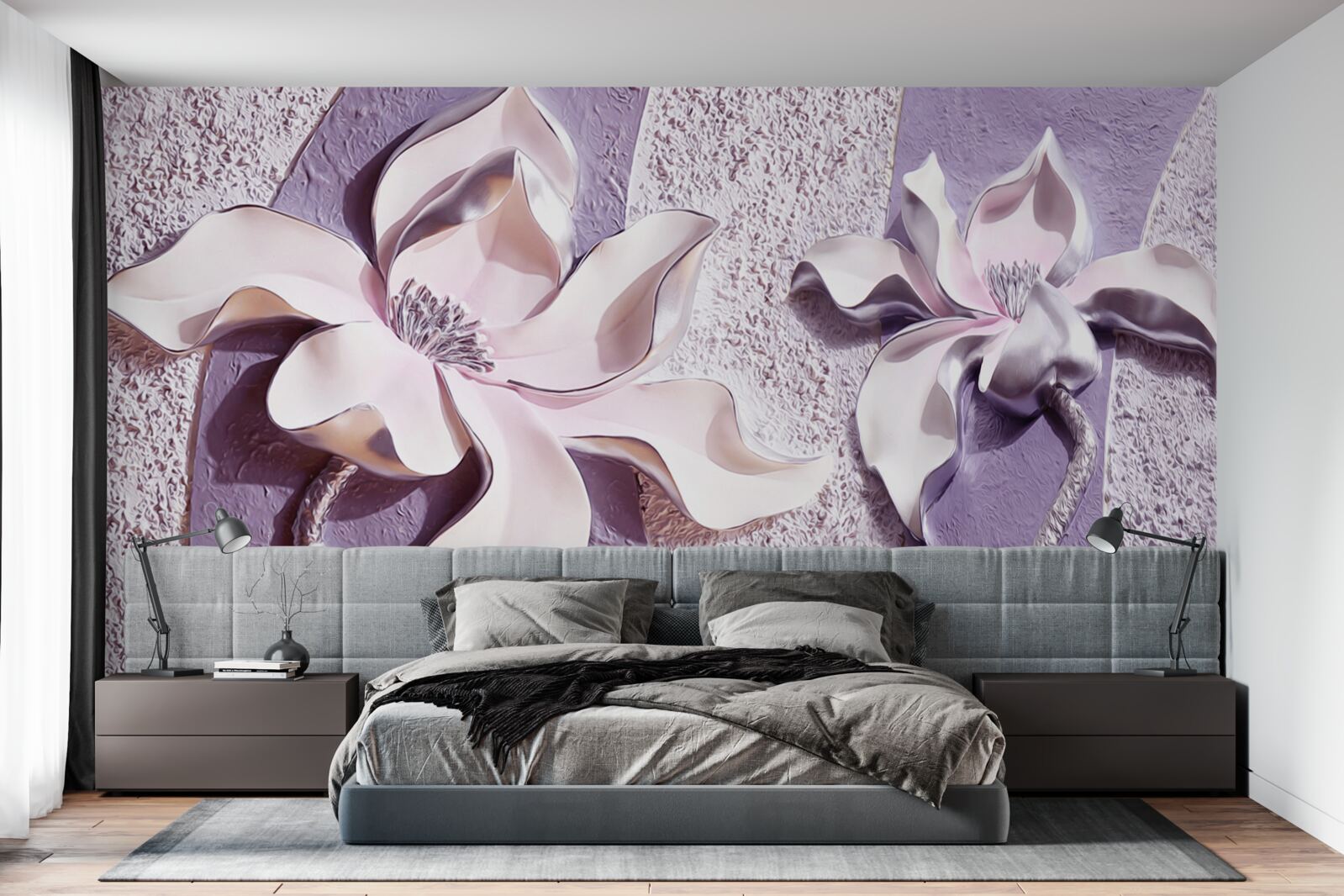 Фотошпалери порцелянова біла лілія, прикрашена камінням