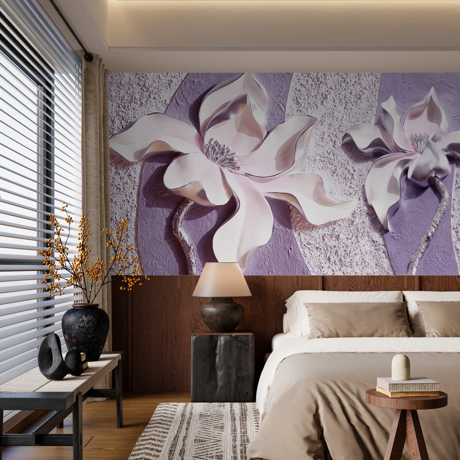 Фотошпалери порцелянова біла лілія, прикрашена камінням