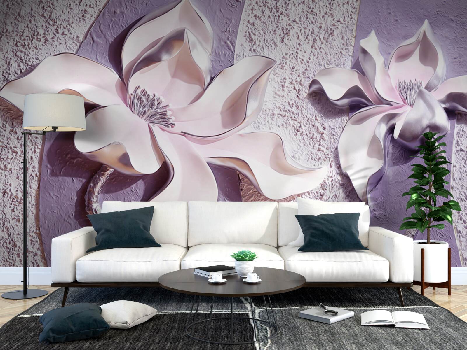 Фотошпалери порцелянова біла лілія, прикрашена камінням