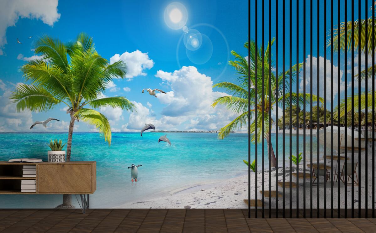 Фотошпалери пляж з піском і пальмами