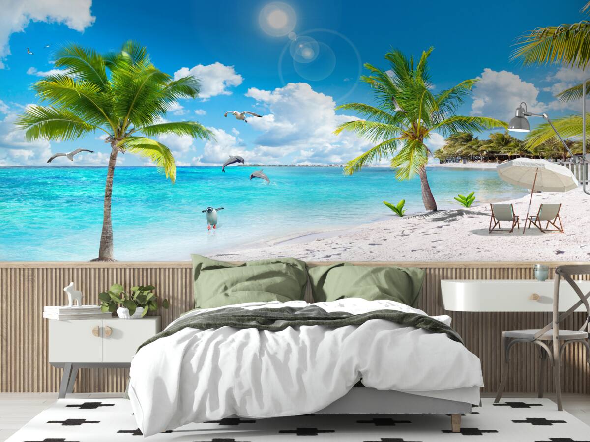 Фотошпалери пляж з піском і пальмами