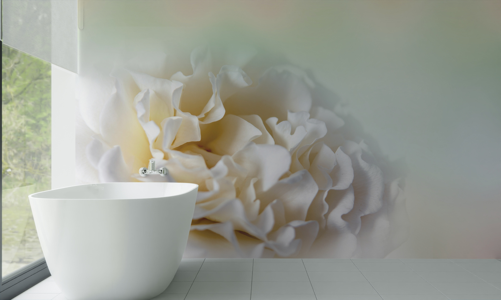 Фотошпалери фон півоній у кремових та пухнастих тонах