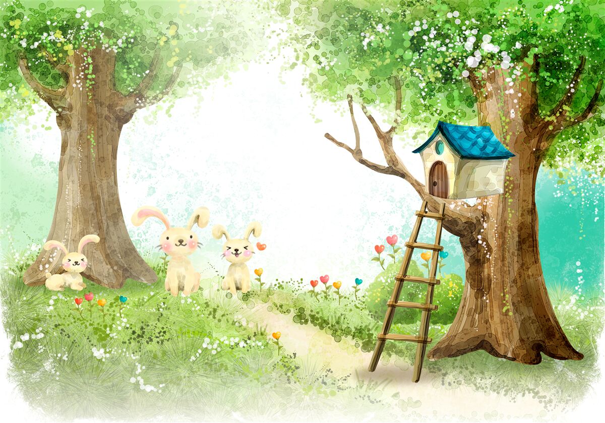 Фотошпалери кролики у своїй лісовій домівці