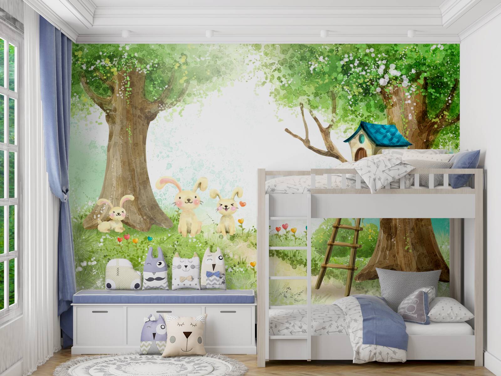 Фотошпалери кролики у своїй лісовій домівці