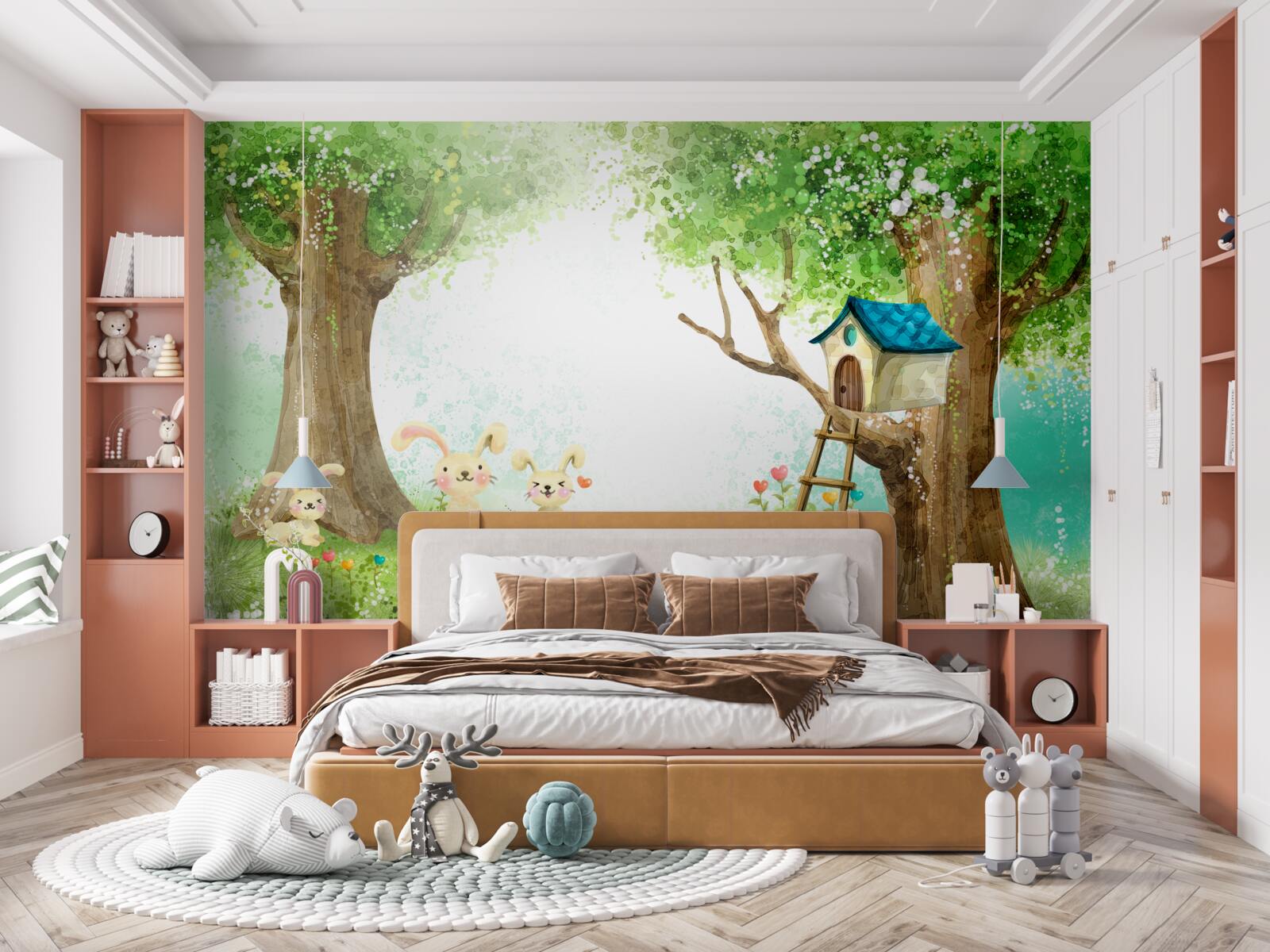 Фотошпалери кролики у своїй лісовій домівці