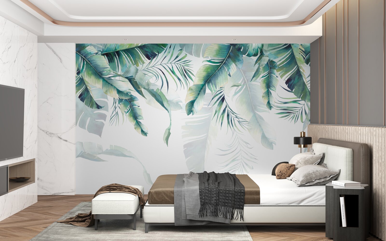 Фотошпалери тропічне зелене листя