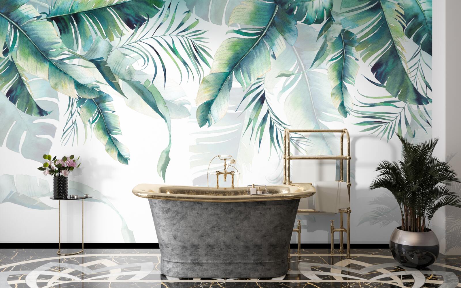 Фотошпалери тропічне зелене листя