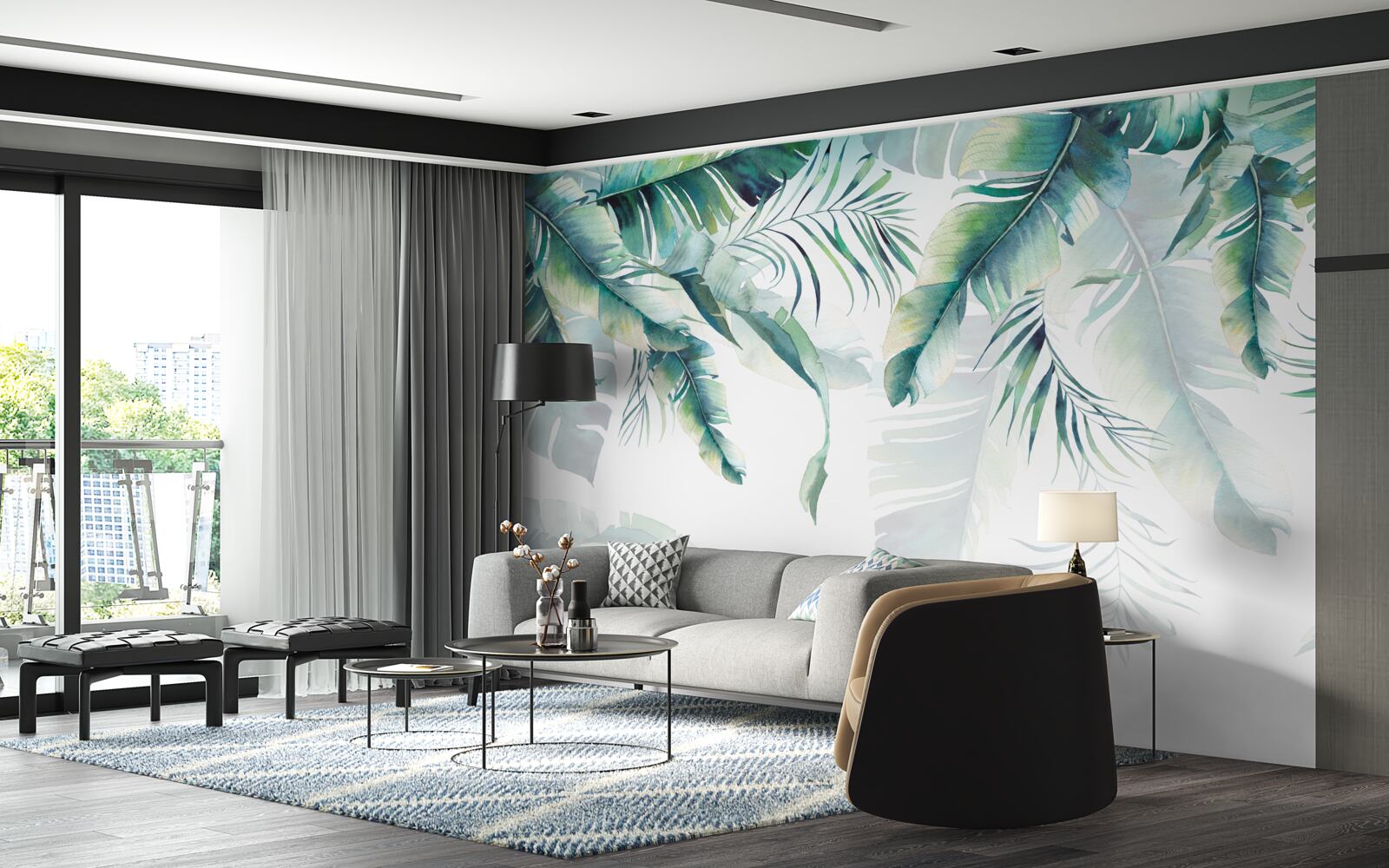 Фотошпалери тропічне зелене листя