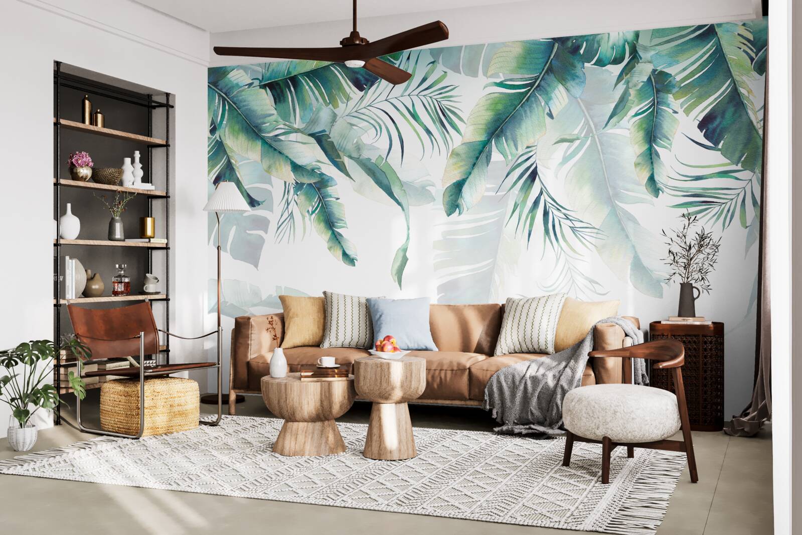 Фотошпалери тропічне зелене листя